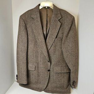 Adams Row Wool Men Blazer Jacket Brown Plaid Tweed 2 Button 44